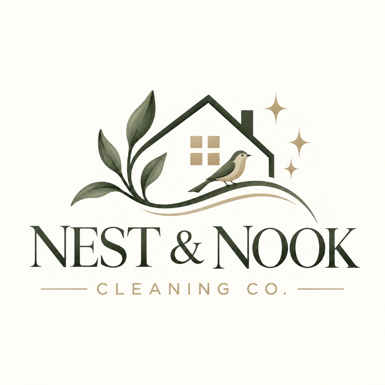 Nest & Nook Cleaning Co. bird and house logo